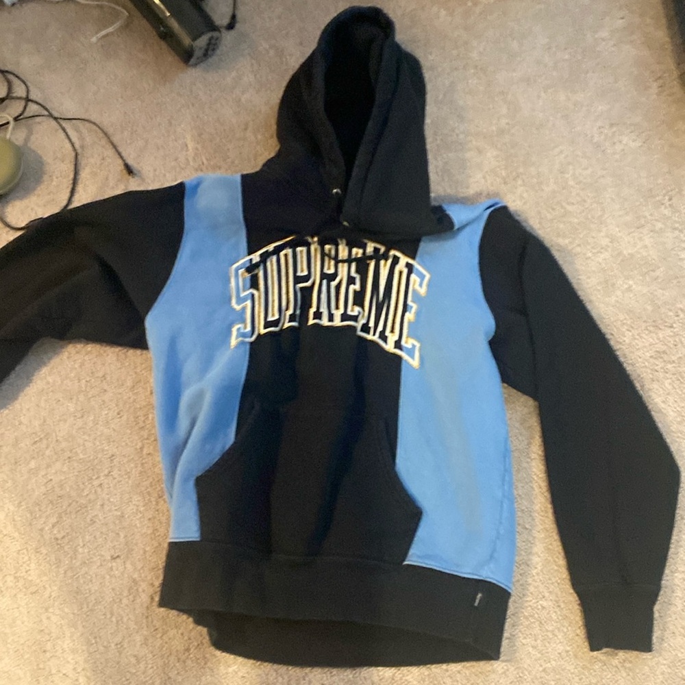 Supreme baby  blue and black hoodie M